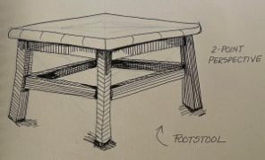 ink drawing of stool