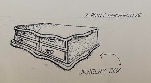 ink drawing of jewelry box