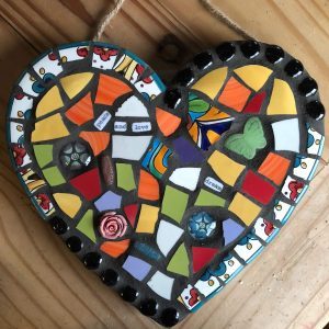 heart shaped pottery mosaic