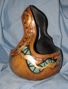 gourd with turquoise and gold