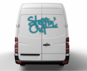 Steppin' Out sign on van