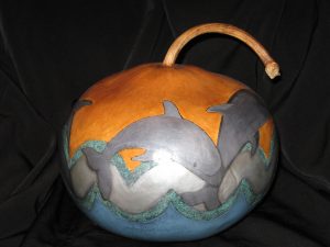 gourd with dolphins