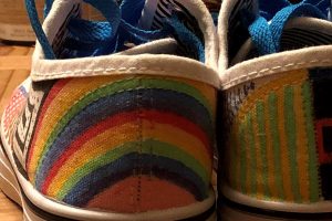 rainbow painting on shoe