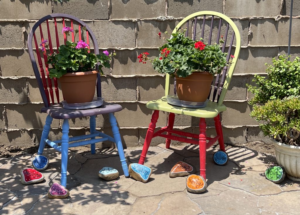 colorful chairs and rocks